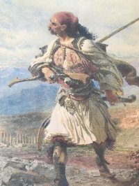 Ο ορεσίβιος, του Βαυαρού ζωγράφου Carl Haag (1820 -1915) Ένας Έλληνας πολεμιστής διαβαίνει από τα βουνά τον δρόμο της ελευθερίας, με βλέμμα ανυπότακτο και αποφασισμένο.
